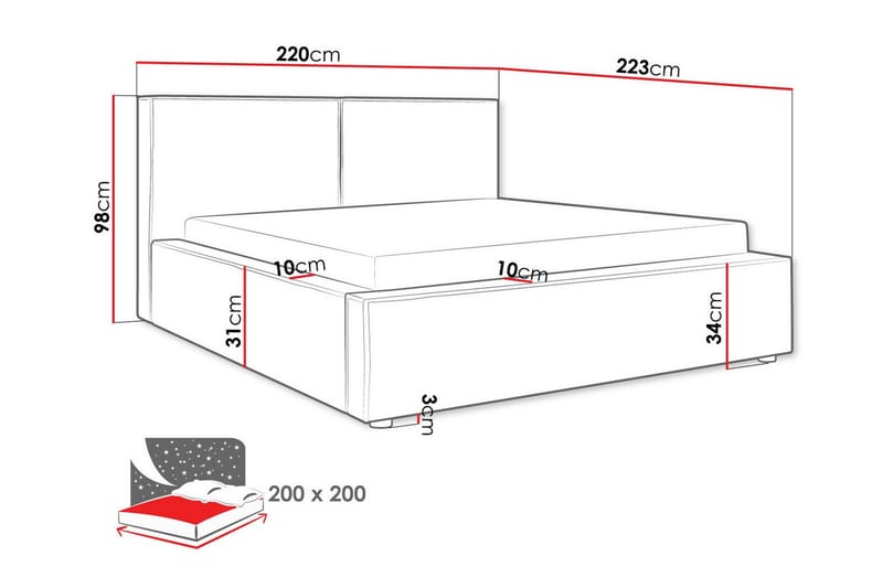 Knocklong Sengeramme 200x200 cm - Mørkegrå - Møbler - Senge - Sengeramme & sengestel