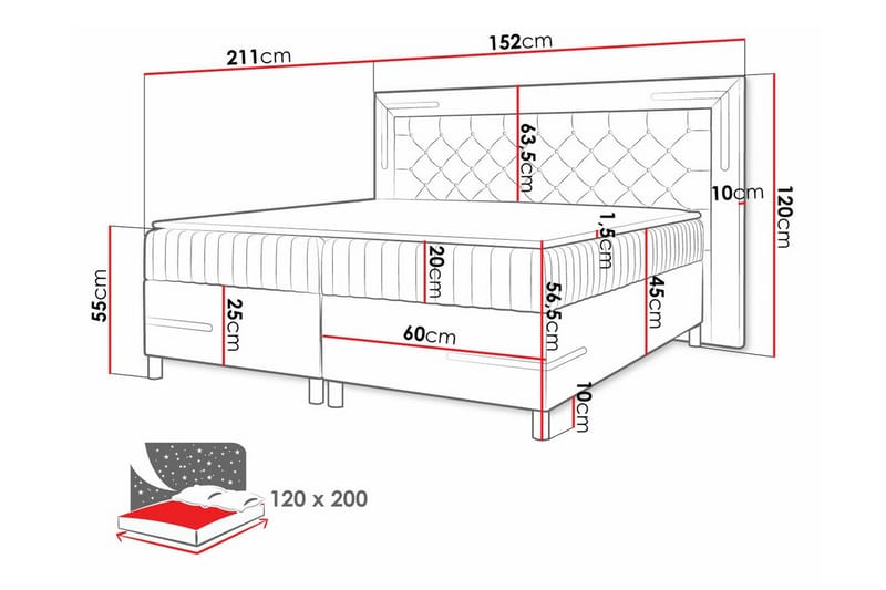 Lillsel Sengeramme 120x200 cm - Beige/Lys beige - Møbler - Senge - Sengeramme & sengestel