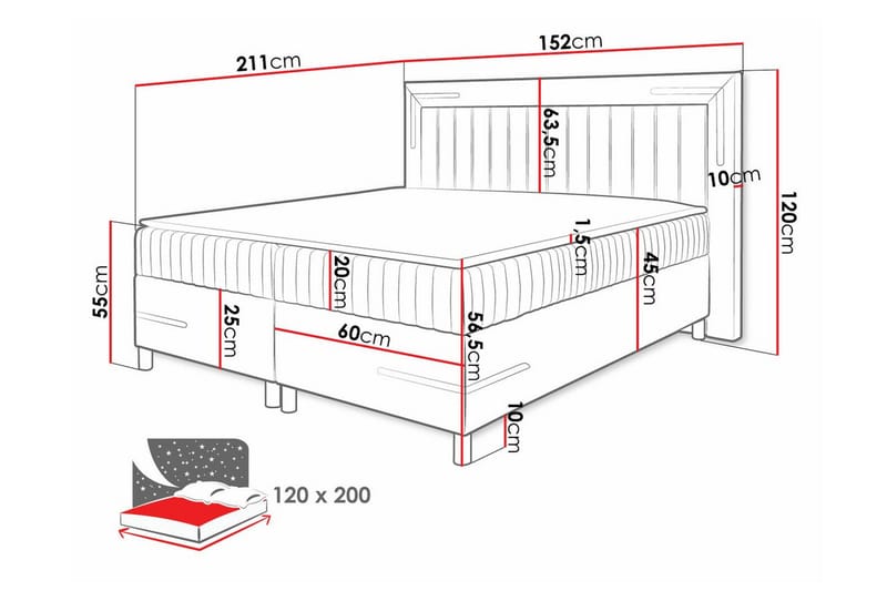 Lillsel Sengeramme 120x200 cm - Grøn - Møbler - Senge - Sengeramme & sengestel