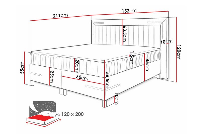 Lillsel Sengeramme 120x200 cm - Lyserosa/Beige - Møbler - Senge - Sengeramme & sengestel