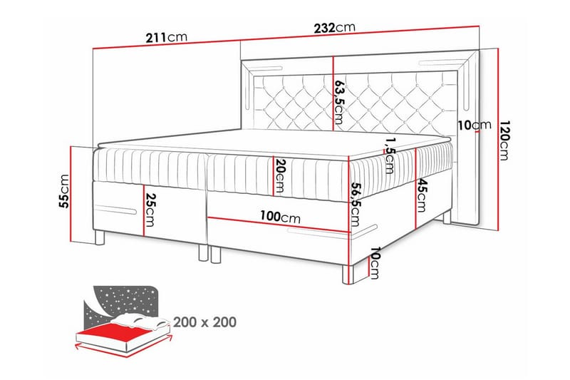 Lillsel Sengeramme 200x200 cm - Beige - Møbler - Senge - Sengeramme & sengestel