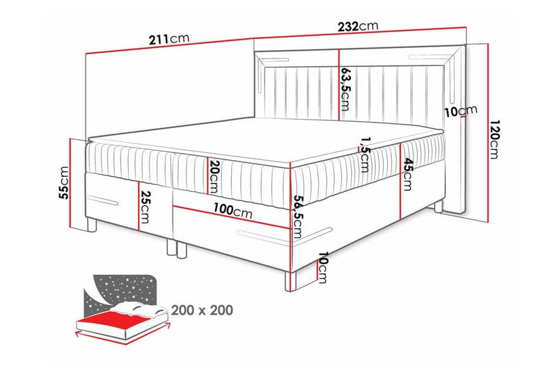 Lillsel Sengeramme 200x200 cm - Lyserød - Møbler - Senge - Sengeramme & sengestel