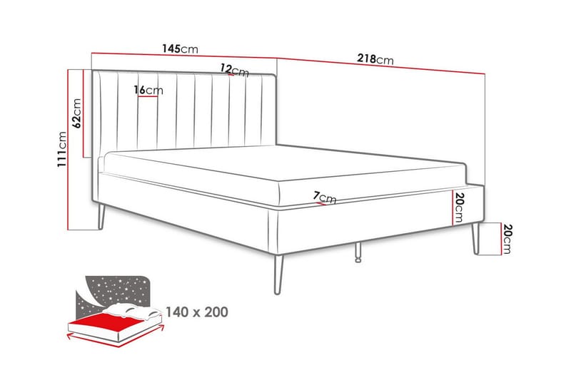 Montrase Sengeramme 140x200 cm - Cream - Møbler - Senge - Sengeramme & sengestel