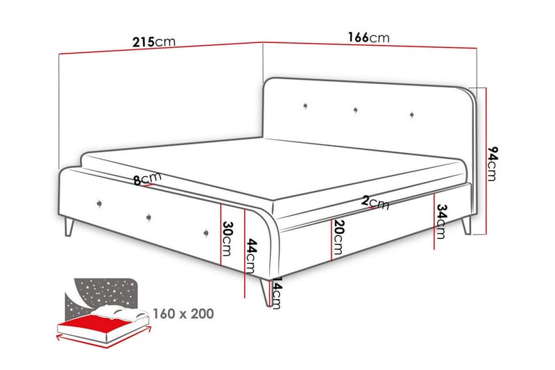 Montrase Sengeramme 160x200 cm - Cream - Møbler - Senge - Sengeramme & sengestel