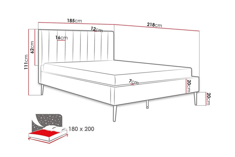 Montrase Sengeramme 180x200 cm - Cream - Møbler - Senge - Sengeramme & sengestel