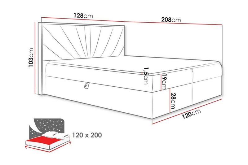 Oberting Sengeramme 120x200 cm - Beige/Træ - Møbler - Senge - Sengeramme & sengestel