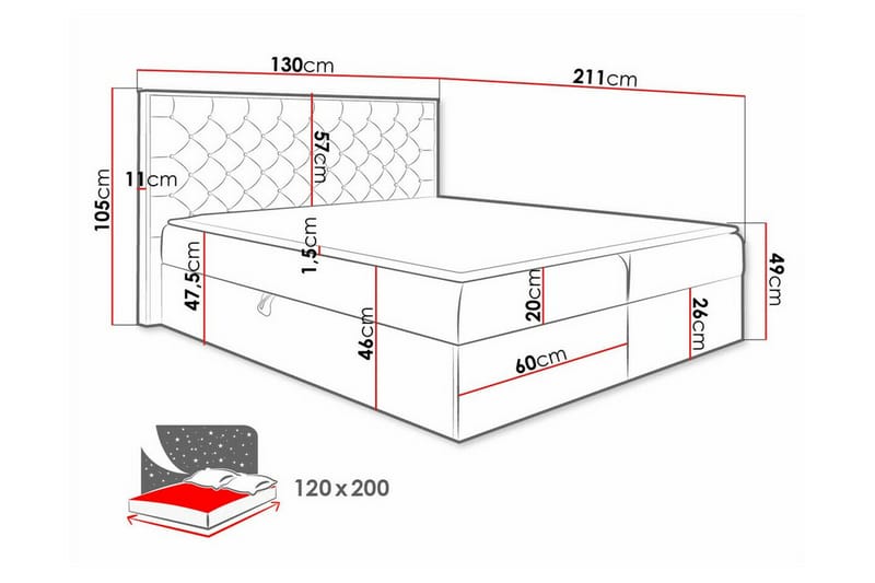 Oberting Sengeramme 120x200 cm - Grå/træ - Møbler - Senge - Sengeramme & sengestel