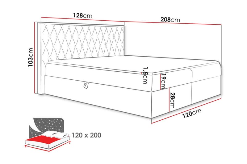 Oberting Sengeramme 120x200 cm - Sort/træ - Møbler - Senge - Sengeramme & sengestel