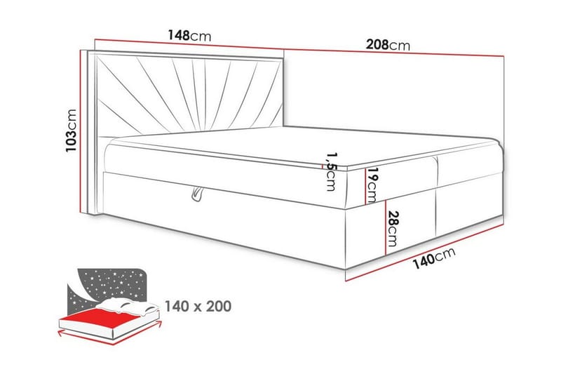 Oberting Sengeramme 140x200 cm - Sort/træ - Møbler - Senge - Sengeramme & sengestel