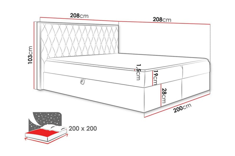 Oberting Sengeramme 200x200 cm - Beige/Træ - Møbler - Senge - Sengeramme & sengestel