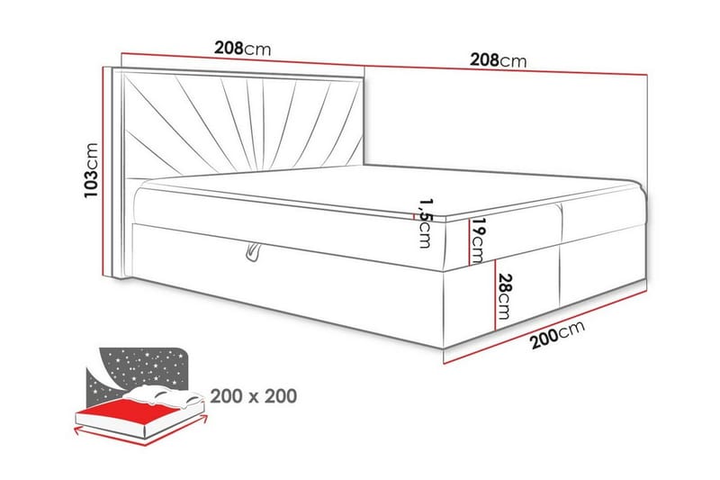 Oberting Sengeramme 200x200 cm - Beige/Træ - Møbler - Senge - Sengeramme & sengestel