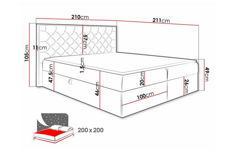 Oberting Sengeramme 200x200 cm - Brun/Lyserød - Møbler - Senge - Sengeramme & sengestel