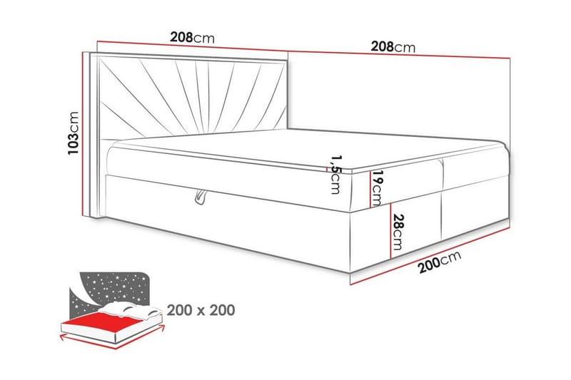 Oberting Sengeramme 200x200 cm - Grå/træ - Møbler - Senge - Sengeramme & sengestel