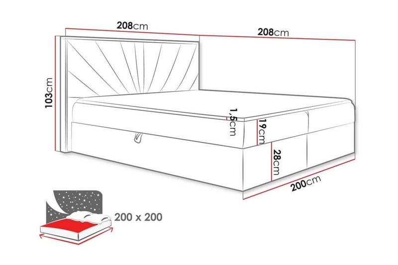 Oberting Sengeramme 200x200 cm - Lyserød/Brun - Møbler - Senge - Sengeramme & sengestel