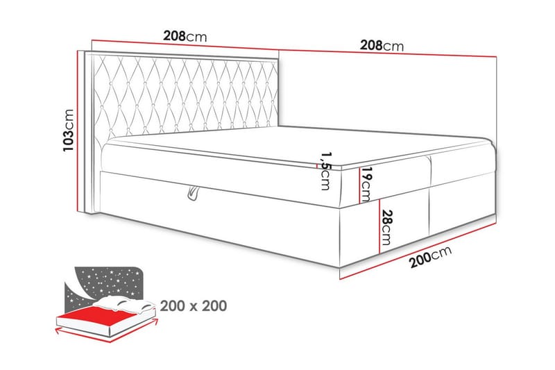 Oberting Sengeramme 200x200 cm - Sort/træ - Møbler - Senge - Sengeramme & sengestel