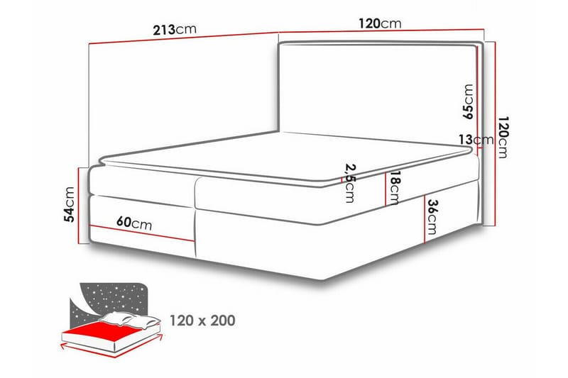 Pries Sengeramme 120x200 cm - Lysegrå/Mørkegrå - Møbler - Senge - Sengeramme & sengestel