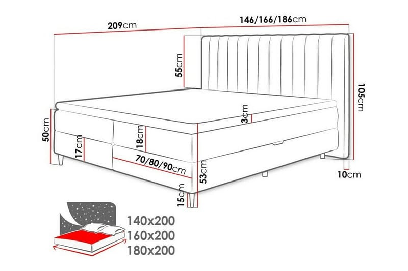 Rathkeale Sengeramme 140x200 cm - Beige - Møbler - Senge - Sengeramme & sengestel