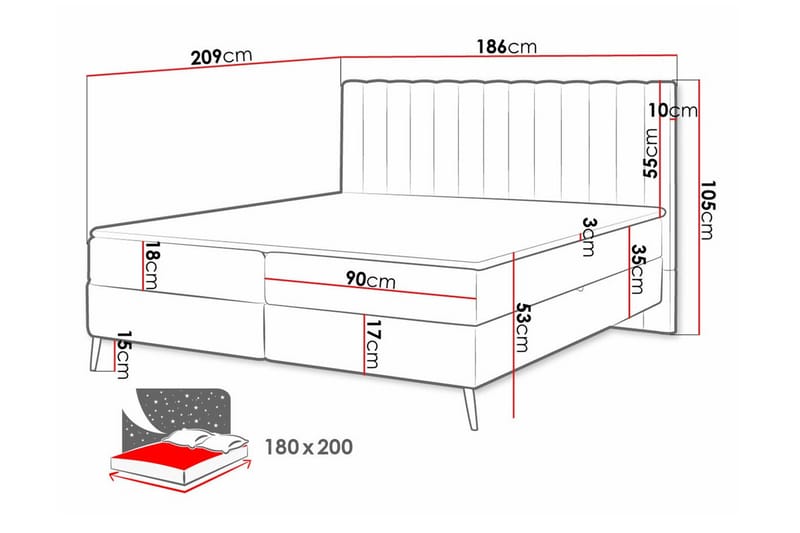 Rathkeale Sengeramme 180x200 cm - Beige - Møbler - Senge - Sengeramme & sengestel