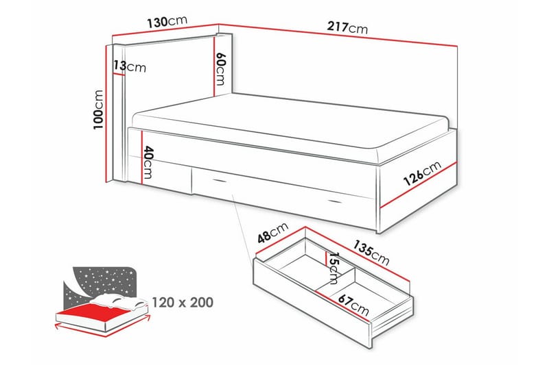 Rathmore Sengeramme 120x200 cm - Sort - Møbler - Senge - Sengeramme & sengestel