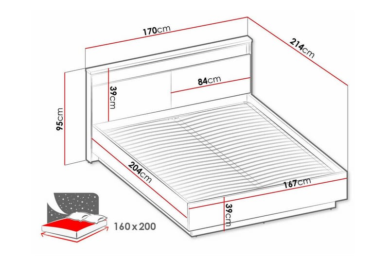 Rathmore Sengeramme 160x200 cm - Sort - Møbler - Senge - Sengeramme & sengestel