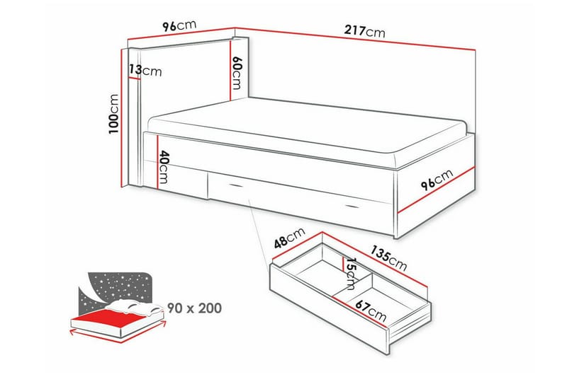 Rathmore Sengeramme 90x200 cm - Sort - Møbler - Senge - Sengeramme & sengestel