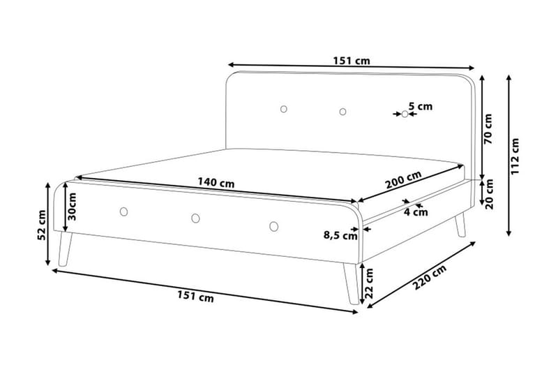 Rennes Dobbelt seng 140 | 200 cm - Beige - Møbler - Senge - Sengeramme & sengestel