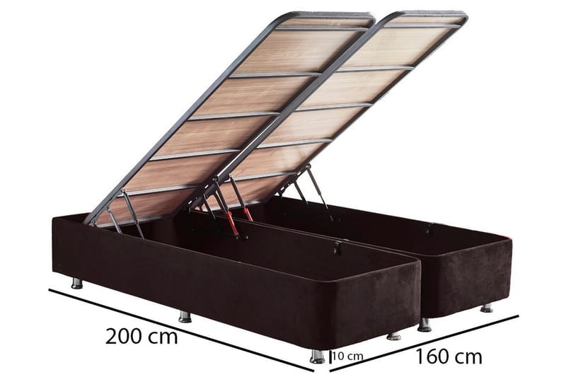 Ryntham Sengeramme Dobbelt med Sengegavl 160x200 cm - Sort - Møbler - Senge - Sengeramme & sengestel