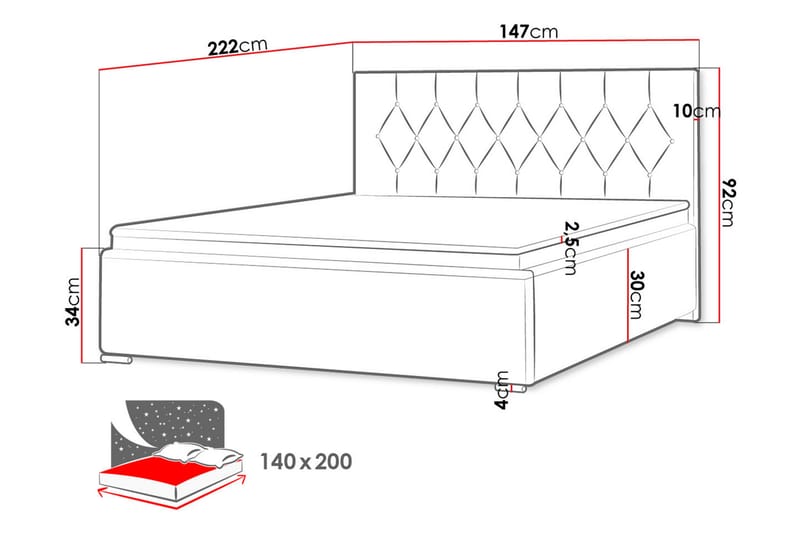 Seng 147x222 cm - Sort - Møbler - Senge - Sengeramme & sengestel