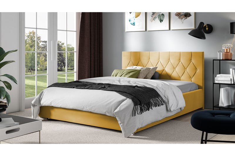 Seng 167x222 cm - Gul - Sengeramme & sengestel - Sammenklappelig seng