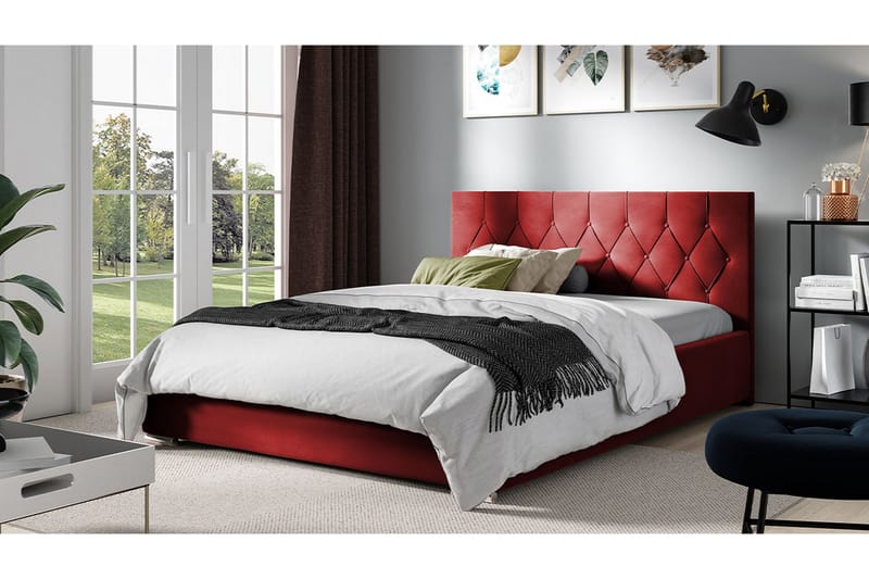 Seng 187x222 cm - Rød - Sengeramme & sengestel - Sammenklappelig seng