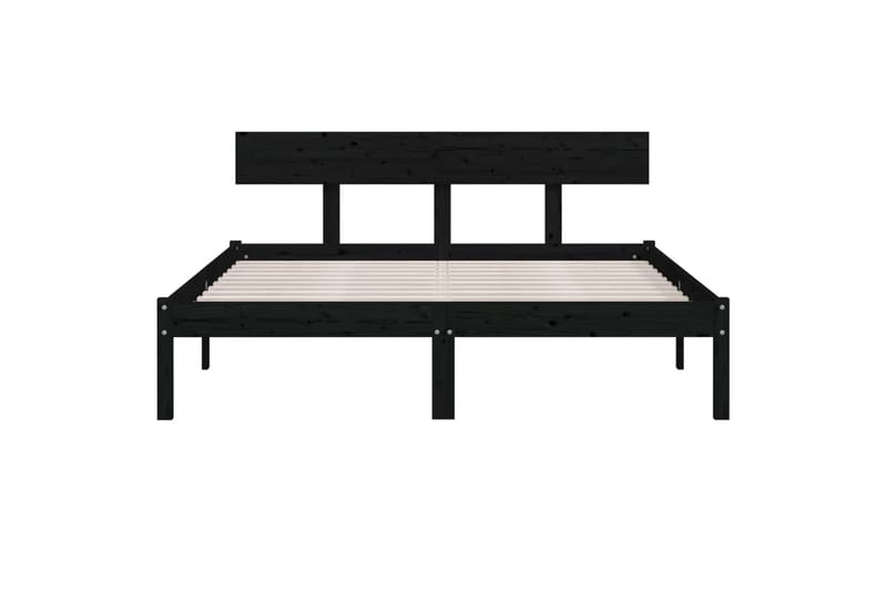 sengeramme 135x190 cm UK Double massivt fyrretræ sort - Sort - Møbler - Senge - Sengeramme & sengestel