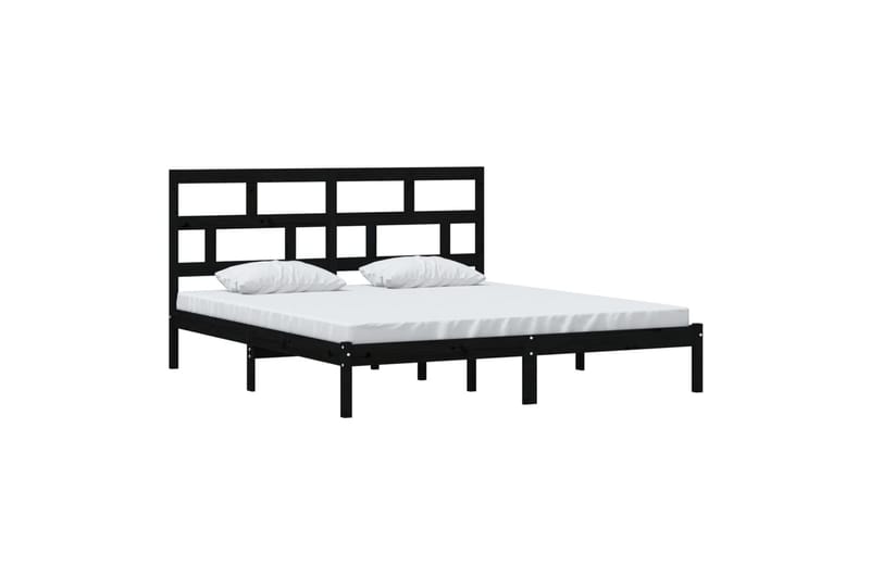 sengeramme 180x200 cm Super King massivt træ sort - Sort - Møbler - Senge - Sengeramme & sengestel