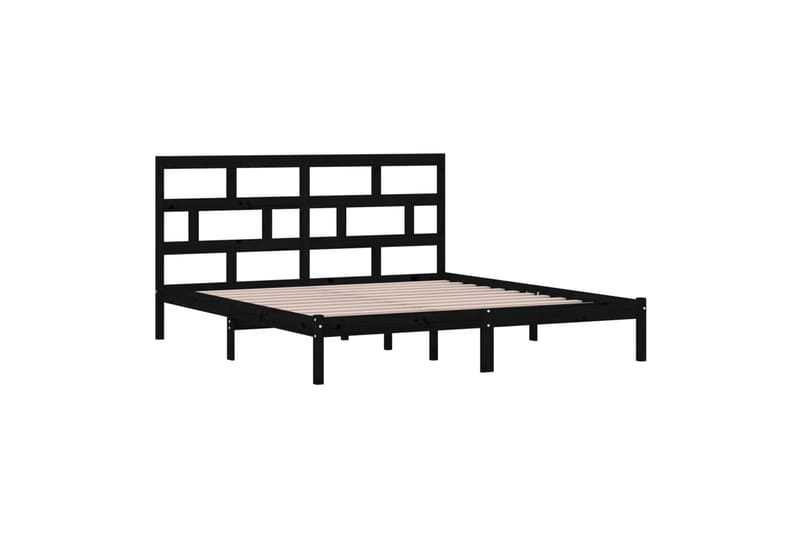 sengeramme 180x200 cm Super King massivt træ sort - Sort - Møbler - Senge - Sengeramme & sengestel