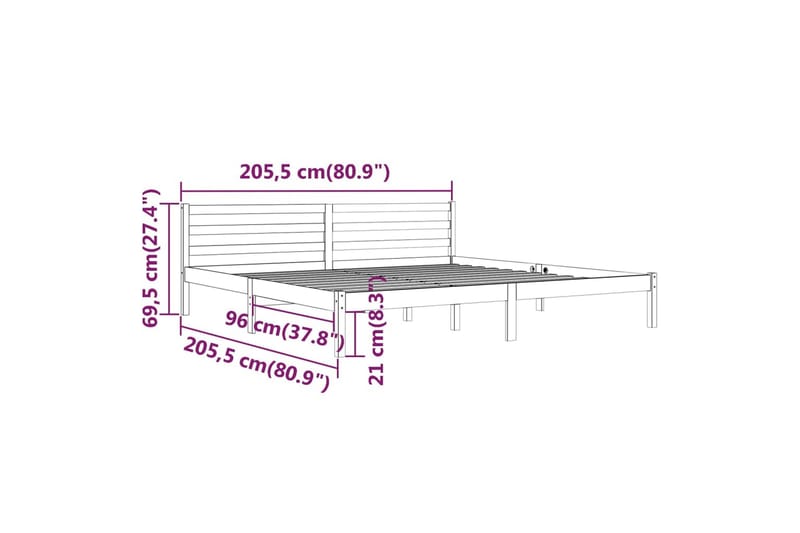 sengeramme 200x200 cm massivt fyrretræ - Brun - Møbler - Senge - Sengeramme & sengestel