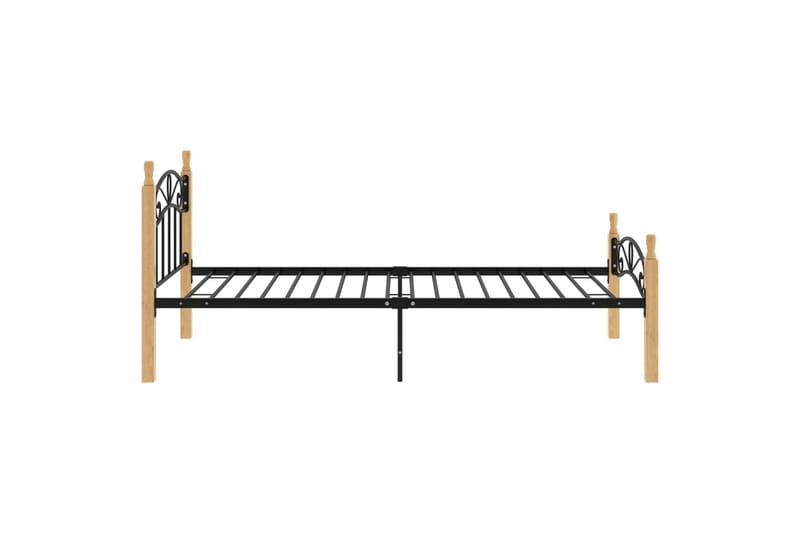 sengestel 100x200 cm massivt egetræ og metal sort - Sort - Møbler - Senge - Sengeramme & sengestel