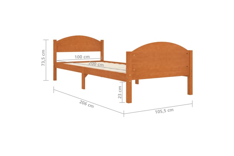 sengestel 100x200 cm massivt fyrretræ gyldenbrun - Brun - Møbler - Senge - Sengeramme & sengestel