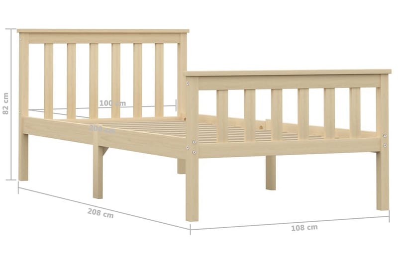 Sengestel 100x200 cm Massivt Fyrretræ Naturfarvet - Møbler - Senge - Sengeramme & sengestel