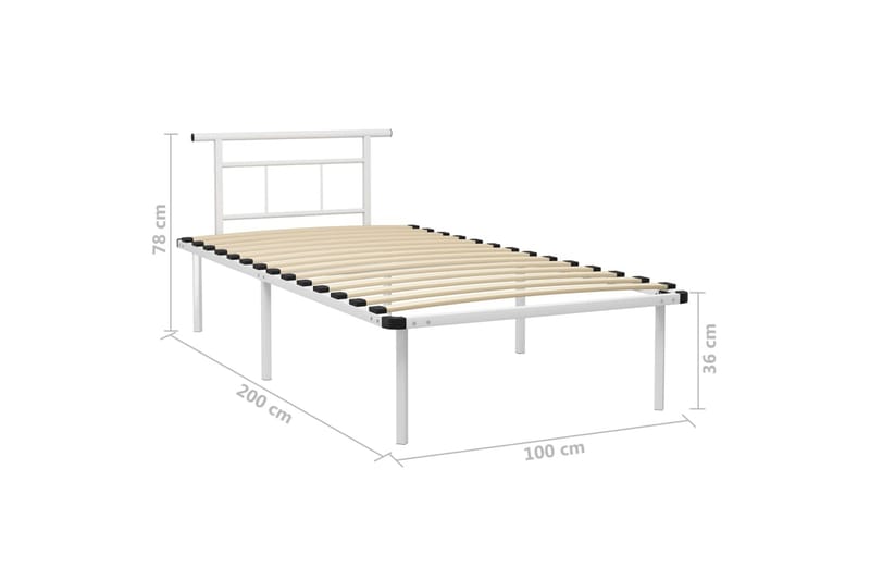 Sengestel 100x200 cm metal hvid - Hvid - Møbler - Senge - Sengeramme & sengestel