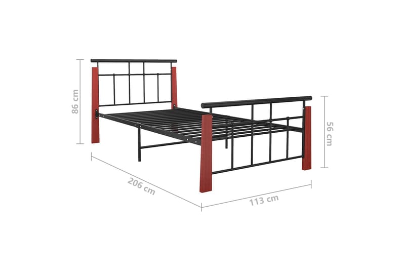 sengestel 100x200 cm metal og massivt egetræ - Sort - Møbler - Senge - Sengeramme & sengestel