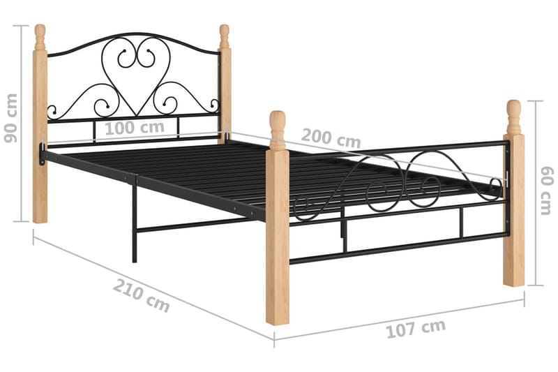 Sengestel 100x200 cm metal sort - Sort - Møbler - Senge - Sengeramme & sengestel