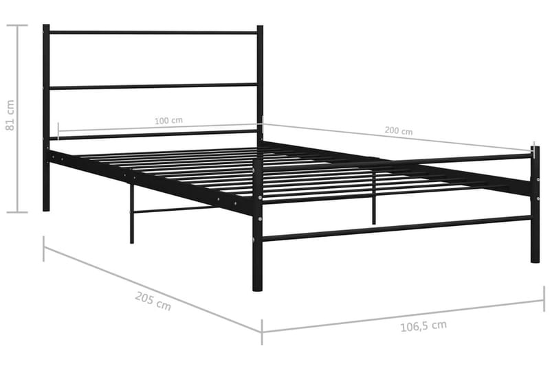 Sengestel 100x200 cm Metal Sort - Møbler - Senge - Sengeramme & sengestel