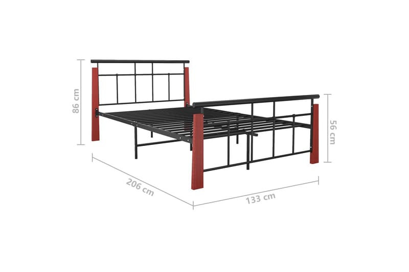 sengestel 120x200 cm massivt egetræ og metal - Sort - Møbler - Senge - Sengeramme & sengestel