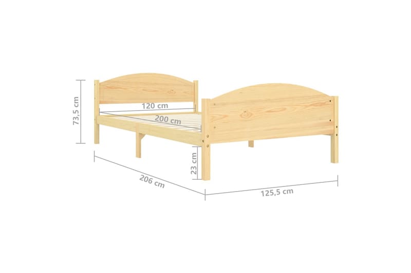 sengestel 120x200 cm massivt fyrretræ - Brun - Møbler - Senge - Sengeramme & sengestel