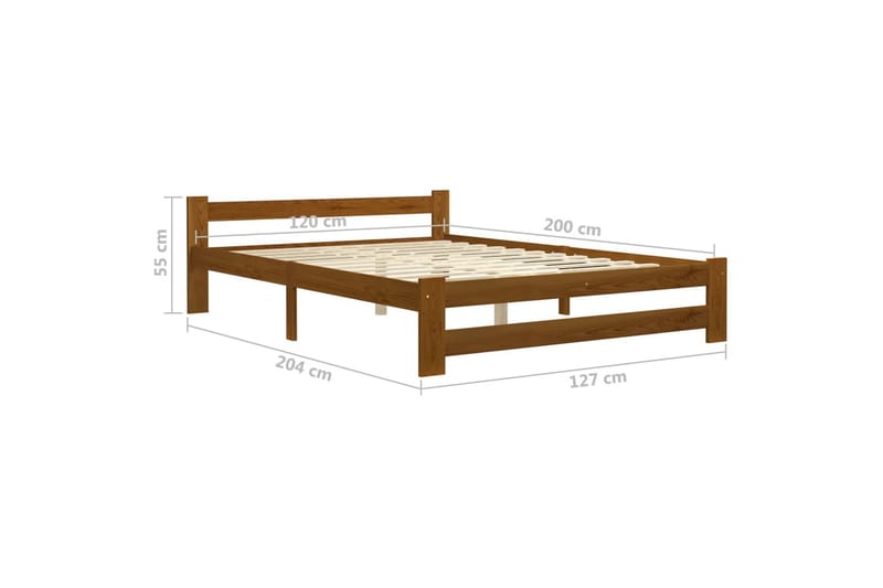 sengestel 120x200 cm massivt fyrretræ honningbrun - Brun - Møbler - Senge - Sengeramme & sengestel