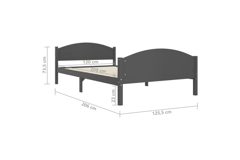 sengestel 120x200 cm massivt fyrretræ mørkegrå - Grå - Møbler - Senge - Sengeramme & sengestel
