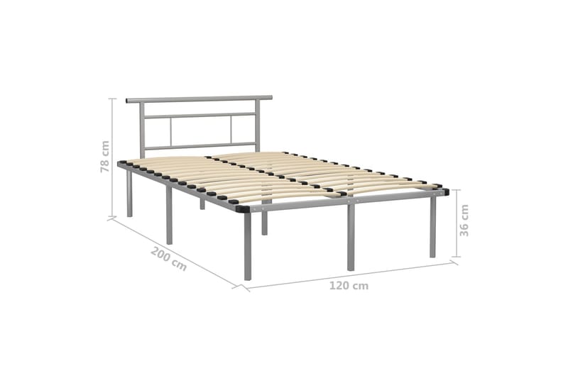 Sengestel 120x200 cm metal grå - Grå - Møbler - Senge - Sengeramme & sengestel