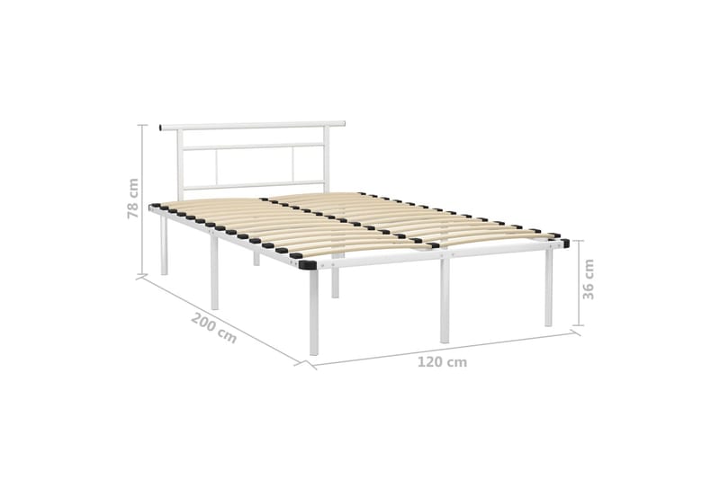 Sengestel 120x200 cm metal hvid - Hvid - Møbler - Senge - Sengeramme & sengestel