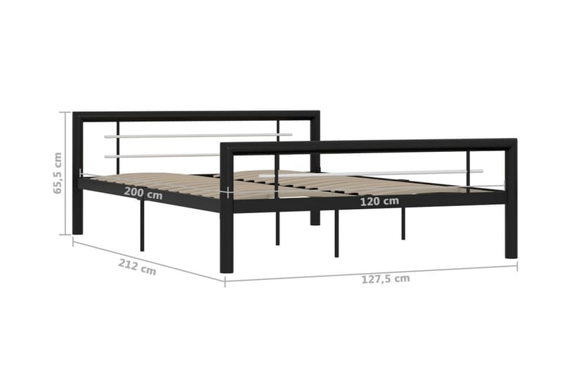 Sengestel 120x200 cm Metal Sort Og Hvid - Sort - Møbler - Senge - Sengeramme & sengestel