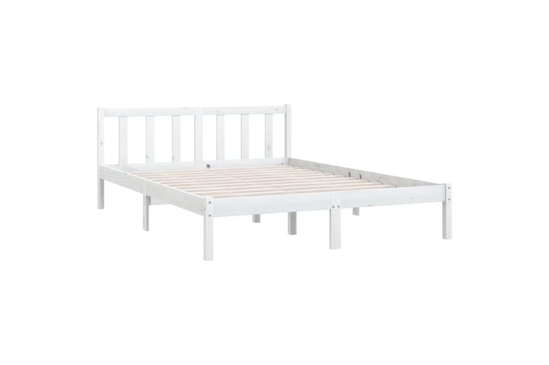 sengestel 135x190 cm UK Double massivt fyrretræ hvid - Hvid - Møbler - Senge - Sengeramme & sengestel