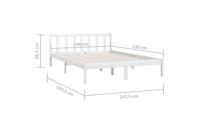 sengestel 140x190 cm massivt fyrretræ hvid - Hvid - Møbler - Senge - Sengeramme & sengestel